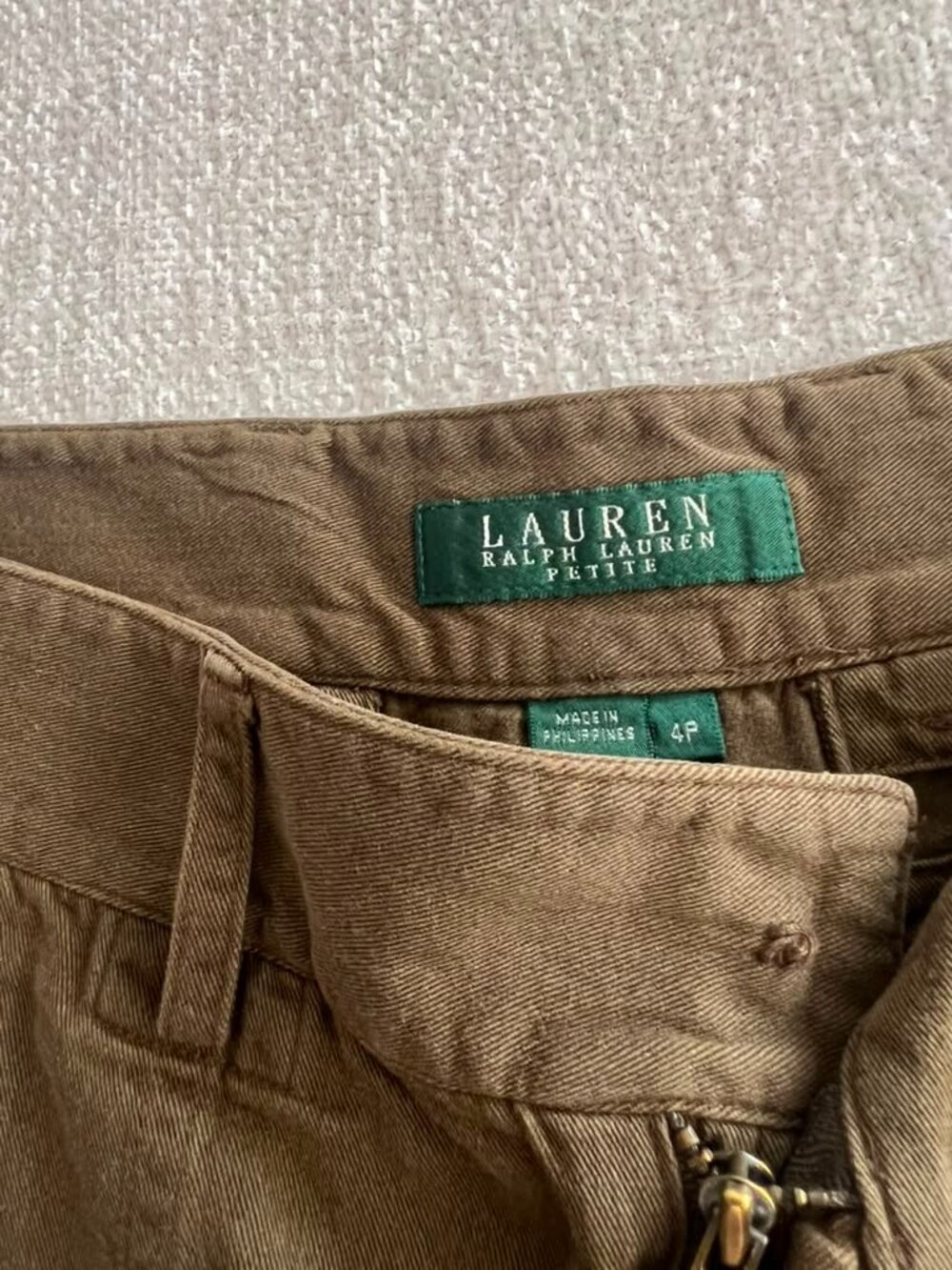 Lauren Ralph Lauren Petite 4P Brown Cargo Pants Women Utility Wide Leg - Picture 13 of 14